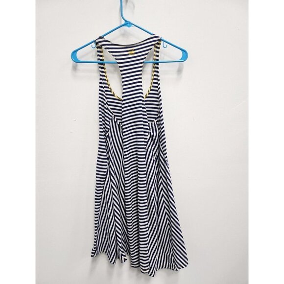 Sperry Womens Swimsuit Cover Up Tank Small Navy White Striped Anchor Racerback - Picture 2 of 6